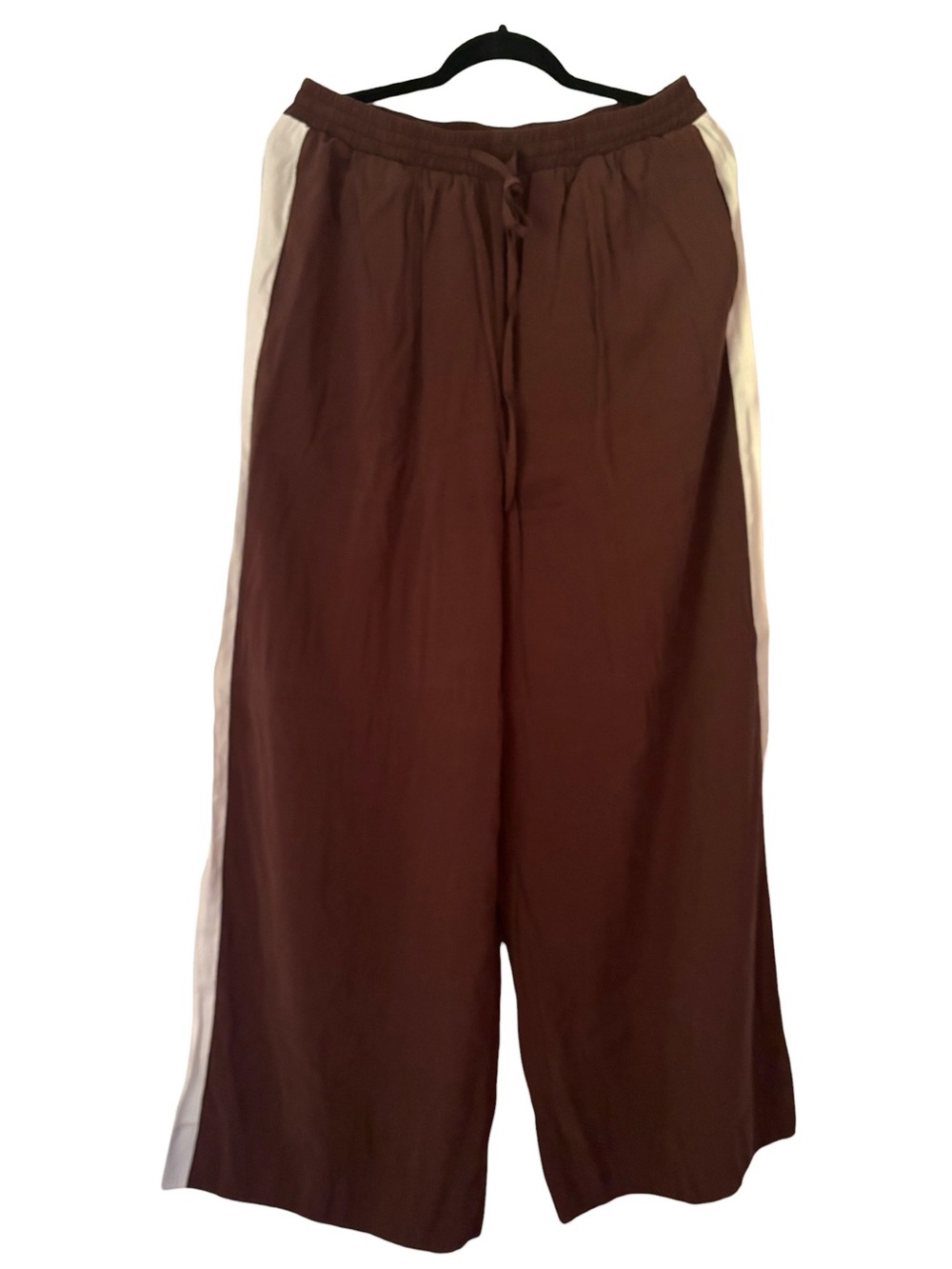 Parker Brown Wide-Leg Track Pants with White Side Stripes